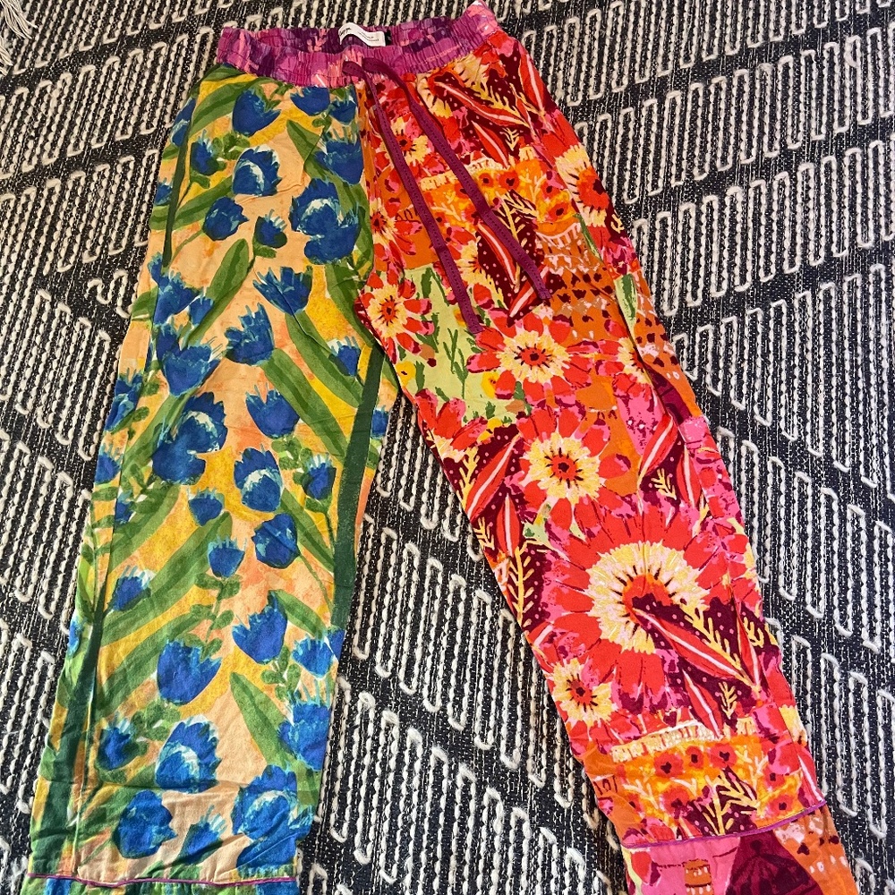 Women’s colorful floral lounge pants Anthropologie pajamas